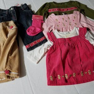 Gymboree Gingerbread Girl 3-6 Month NWT Light pink top & Green top, jeans, tan p